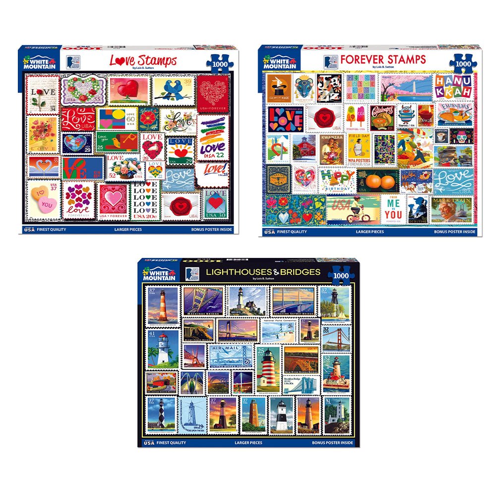 Set of 3: Stamps Collectors Bundle 1000 piece