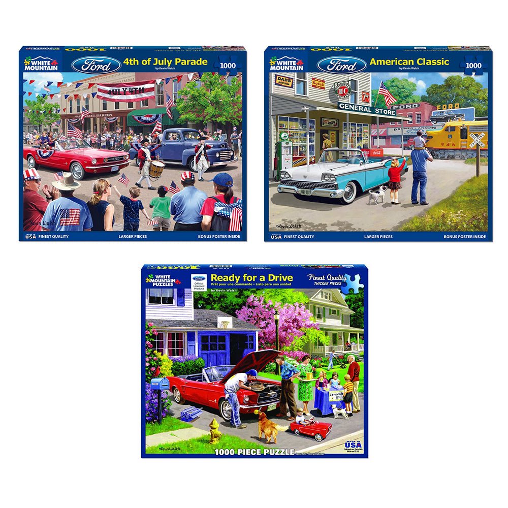 Set of 3: Artist Kevin Walsh - Classic Cars Bundle 1000 piece