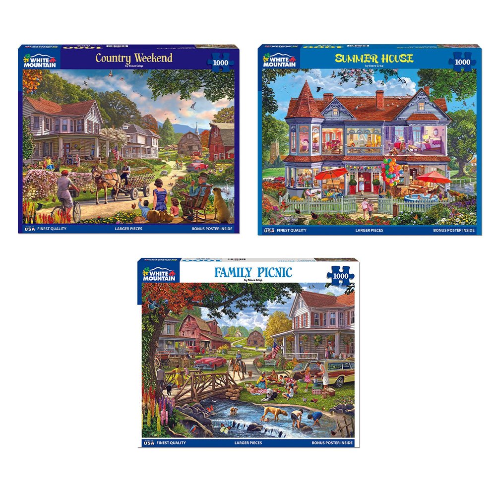 Set of 3: Artist Steve Crisp - Country Retreats Bundle 1000 piece