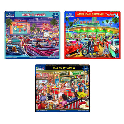 Set of 3: Artist Steve Crisp - Diners and Drive-In Bundle 1000 piece