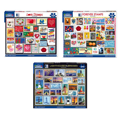 Set of 3:  Stamps Collectors Bundle 1000 piece